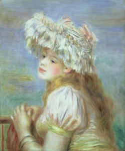 1891年にレース帽子の若い女性の肖像